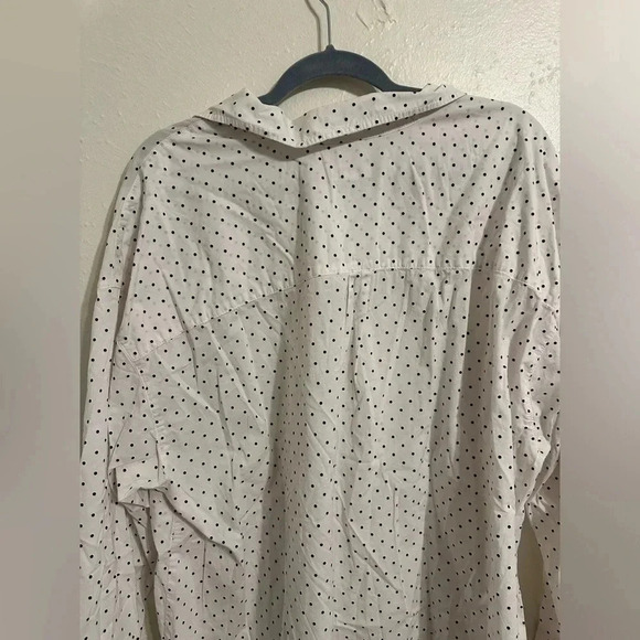 J.Jill White And Black Polka Dot Button Down Oversized Blouse - Picture 6 of 11